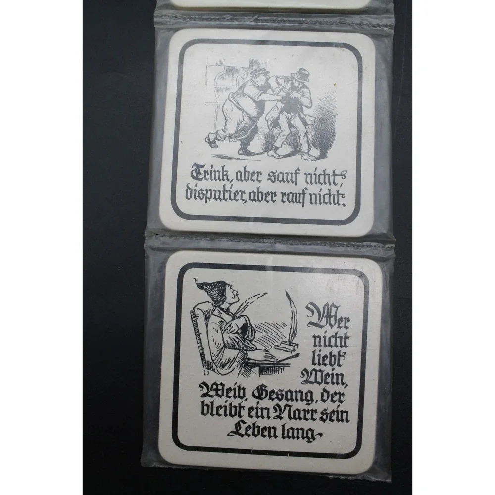 8 German Drinking Humor Coasters Illustrated Sayings Breweriana New Lot